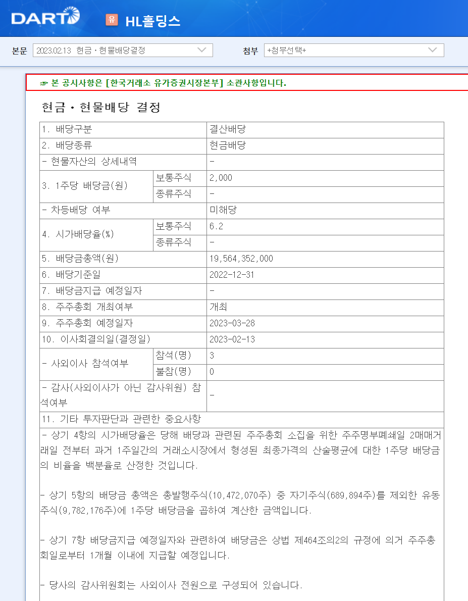 HL홀딩스-배당수익률