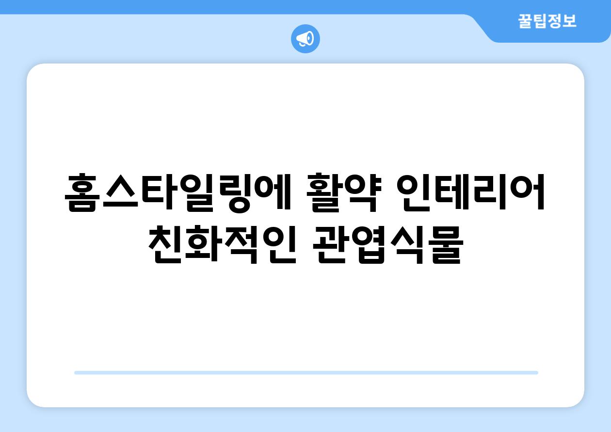 홈스타일링에 활약, 인테리어 친화적인 관엽식물