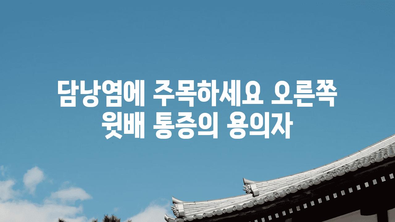 담낭염에 주목하세요 오른쪽 윗배 통증의 용의자