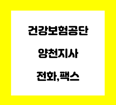  건강보험공단 양천 지사 전화번호