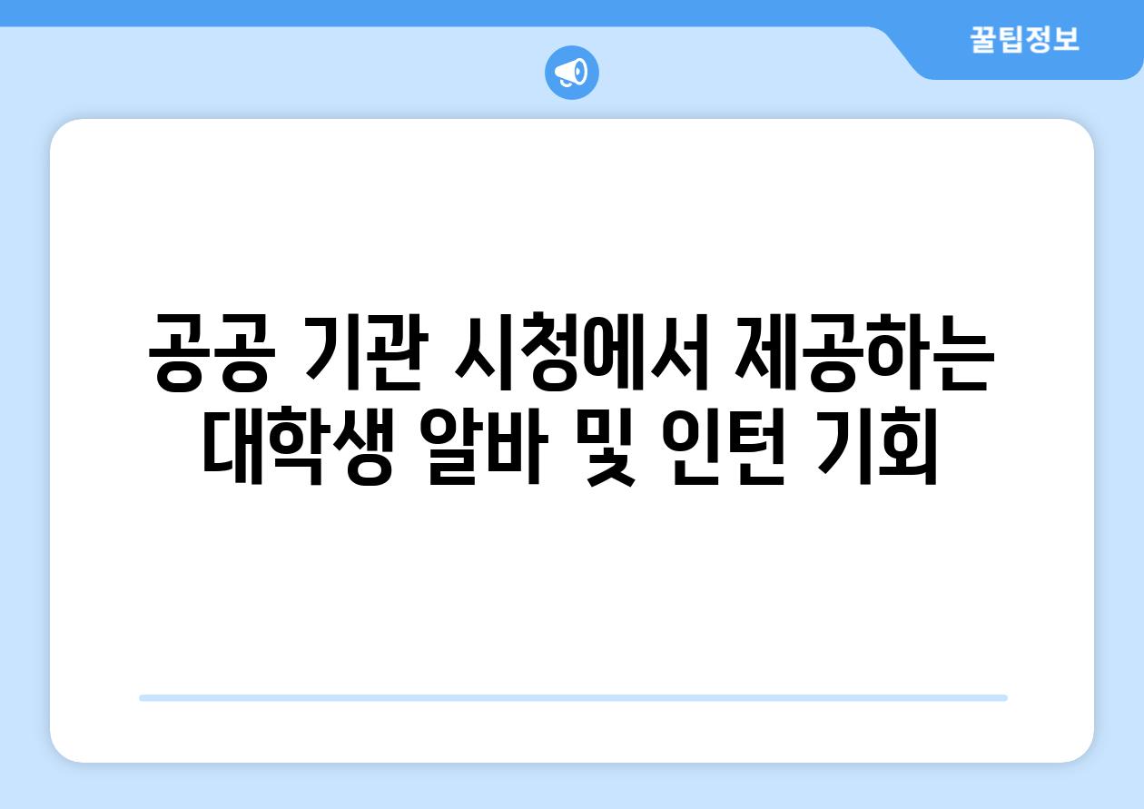 공공 기관 시청에서 제공하는 대학생 알바 및 인턴 기회