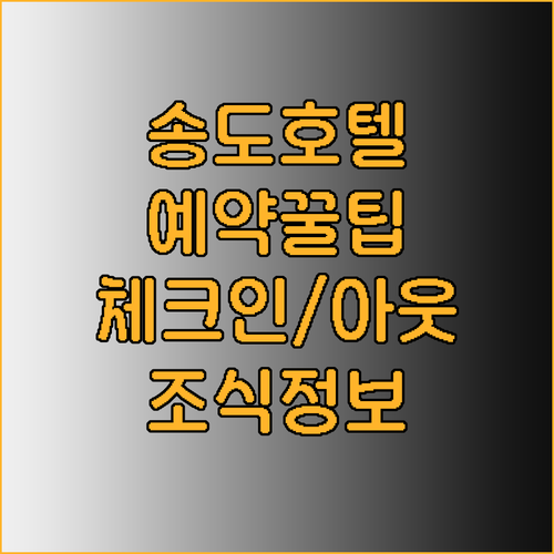 송도 호텔 예약 전 필독 체크인 체크