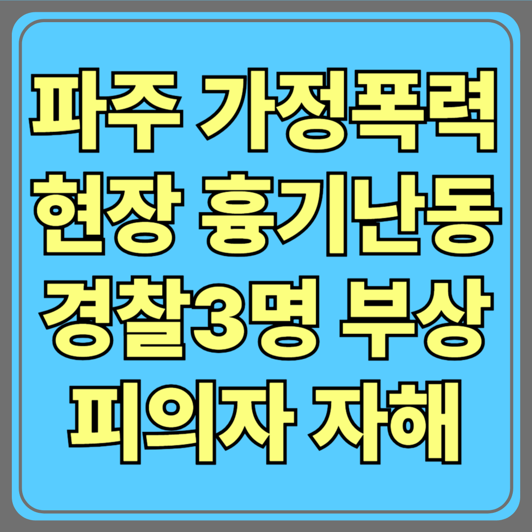 파주 가정폭력 현장서 흉기 난동…경찰관 3명 부상, 피의자 자해로 병원 이송