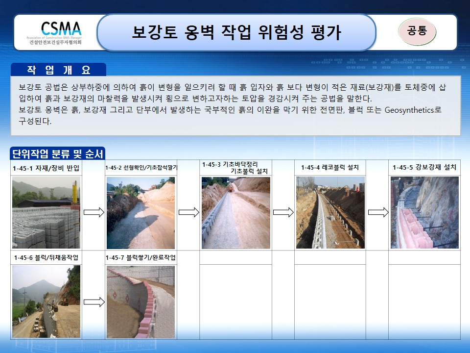  [건설공사 안전비법]_보강토 옹벽작업 위험성평가 양식