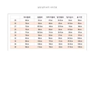 허리사이즈표 남자 여자 허리둘레 재는 방법_26