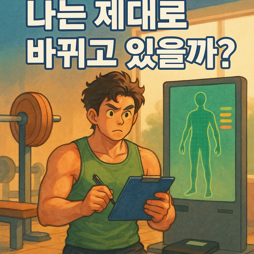 운동 중 체형 데이터 확인 장면