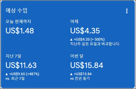 애드센스 수익 상태