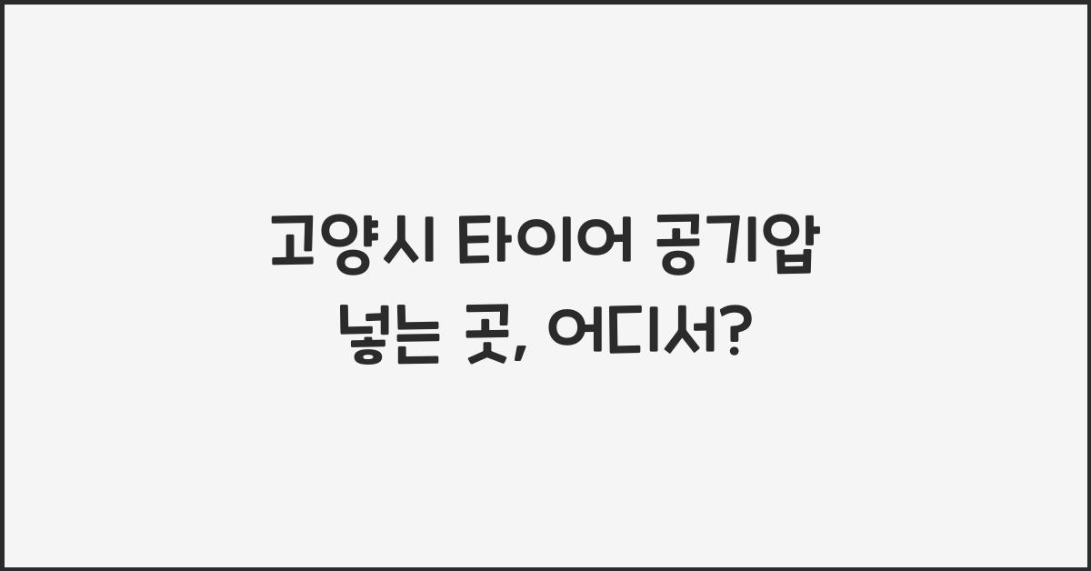 고양시 타이어 공기압 넣는 곳