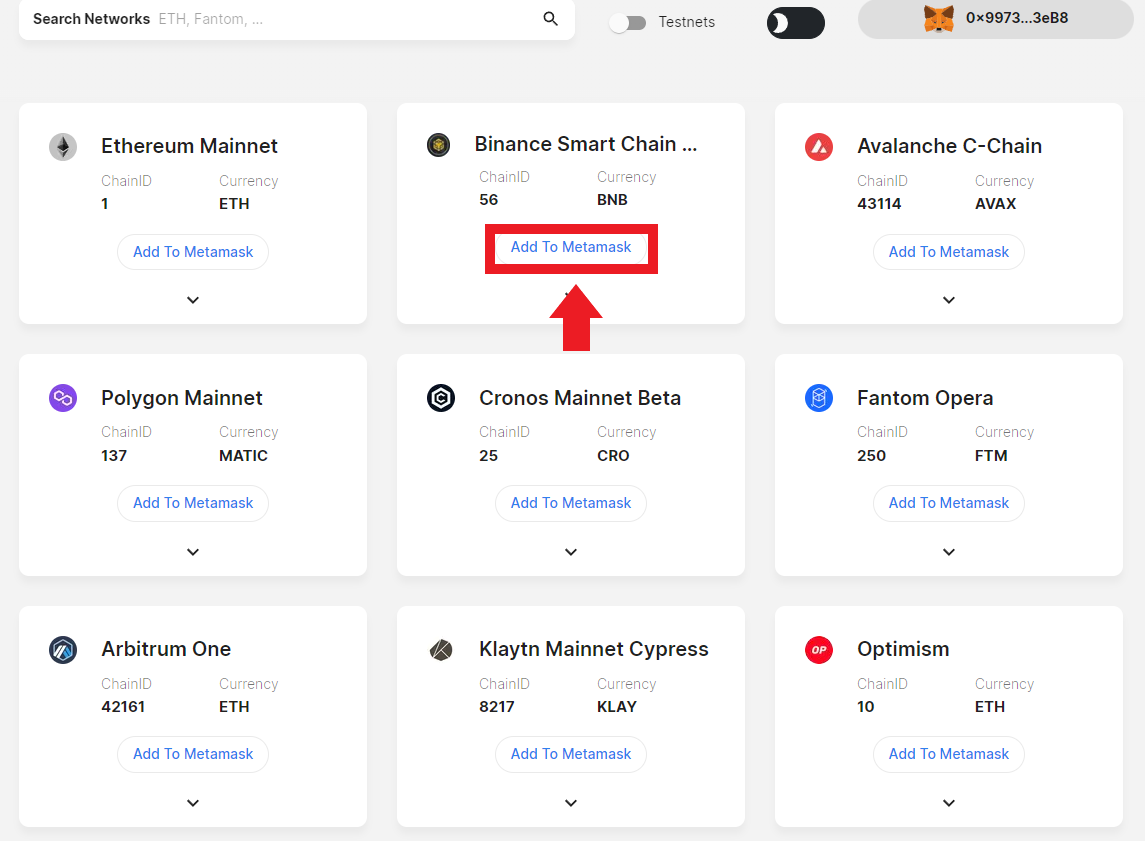 바이낸스 스마트 체인 메타마스크 추가