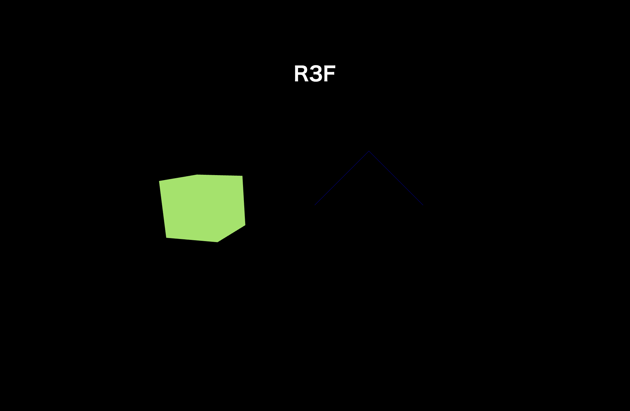 react three fiber로 작성한 정육면체와 선&#44; 텍스트