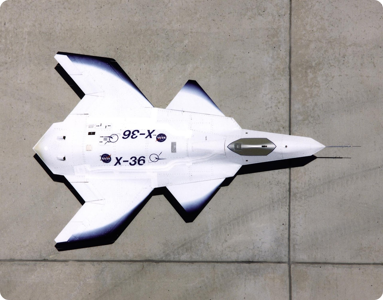 X-36 비행기의 상부 모습