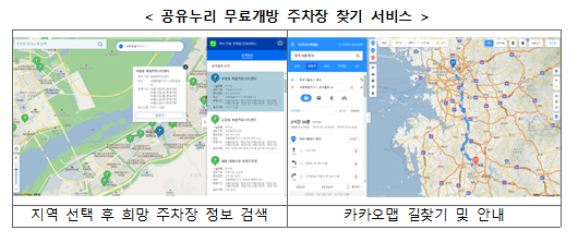  14,237개 추석명절 무료 개방 주차장 ‘공유누리’에서 확인하세요