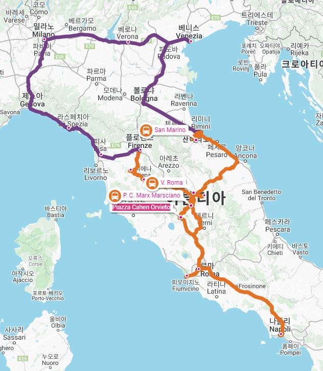 이탈리아_자동차여행_루트맵
