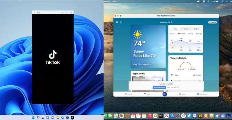 윈도우11 vs MacOS 5. 스마트폰 앱 실행 기능