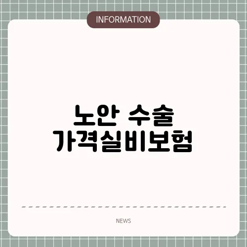 노안 수술 가격실비보험