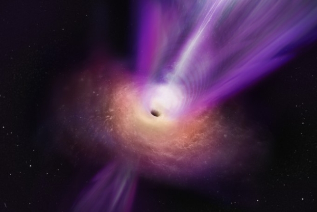 블랙홀의 부착원반과 제트를 나타낸 상상도. 한국천문연구원 제공