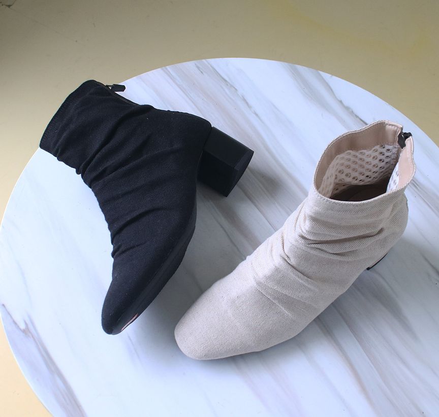  백지퍼오픈 셔링 5cm 앵클부츠 마부츠