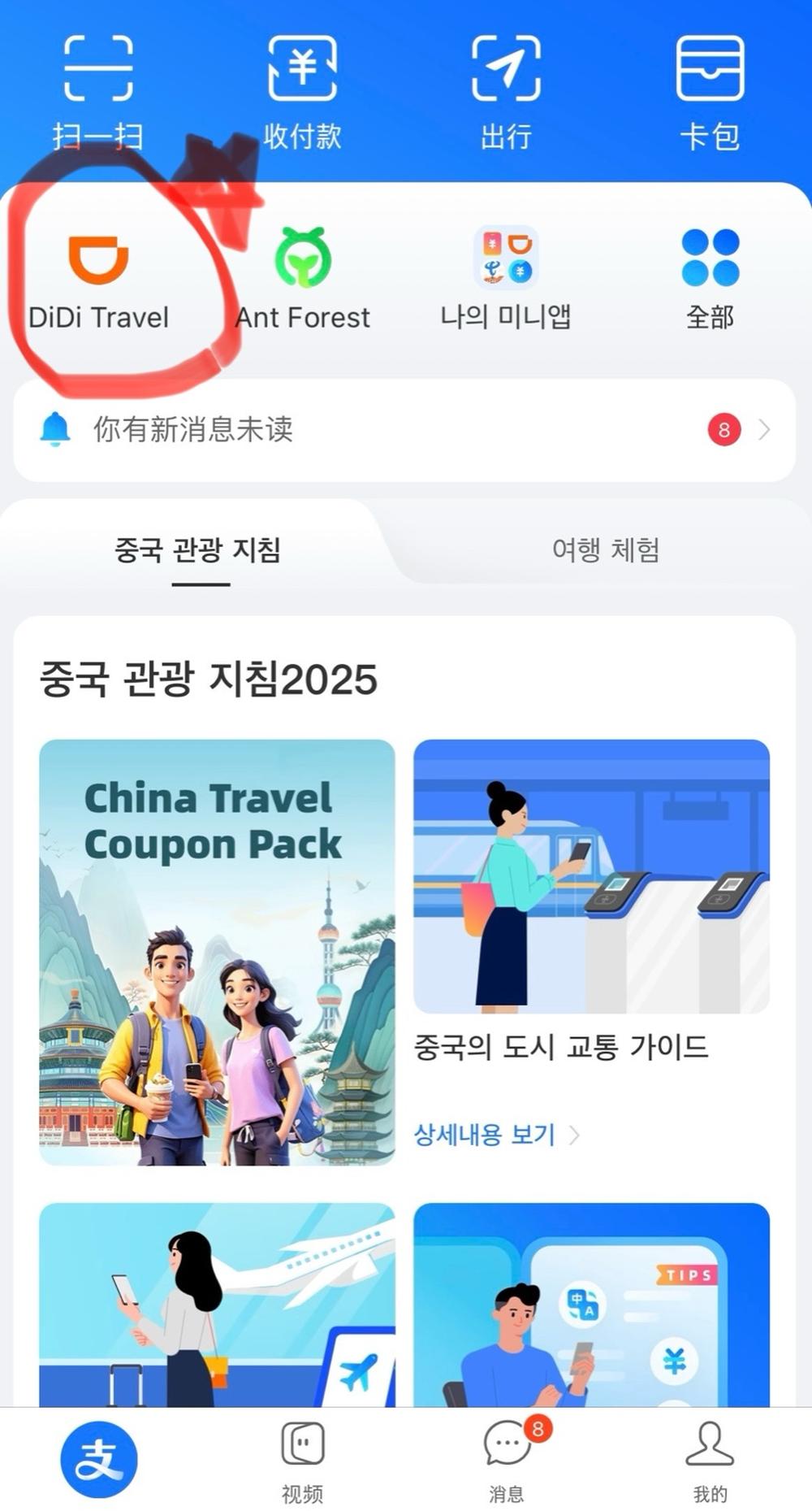 알리페이앱 실행 화면