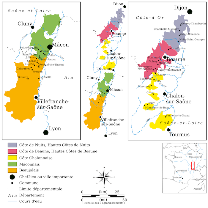 부르고뉴 와인 생산지 지도