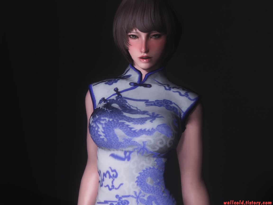 스카이림 의상 - 차이나 드레스 의상 qipao clothes hdt skyrim mod 001