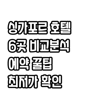 싱가포르 호텔 예약 꿀팁? 6곳 비교