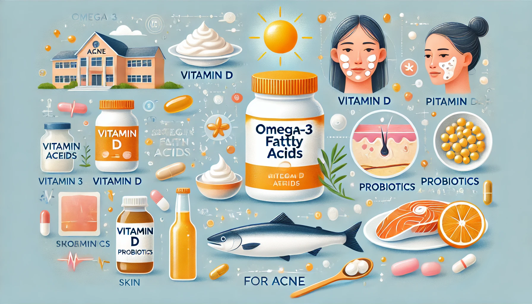 피부-여드름-좋은-영양제-비타민-추천-아연-비타민a-오메가3-비타민d-프로바이오틱스-유산균-판토텐산