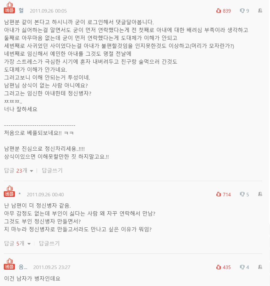  남편에게 정신병자라는 소리 들은 썰...