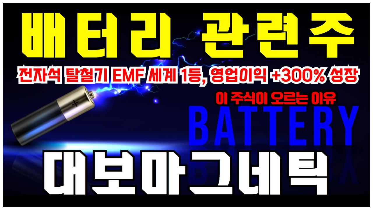  배터리관련주 대보마그네틱 주가전망 ( 전자석 탈철기 EMF 글로벌 최강자 )
