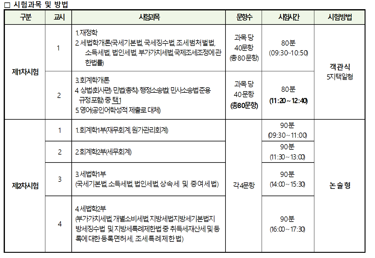 세무사-시험과목