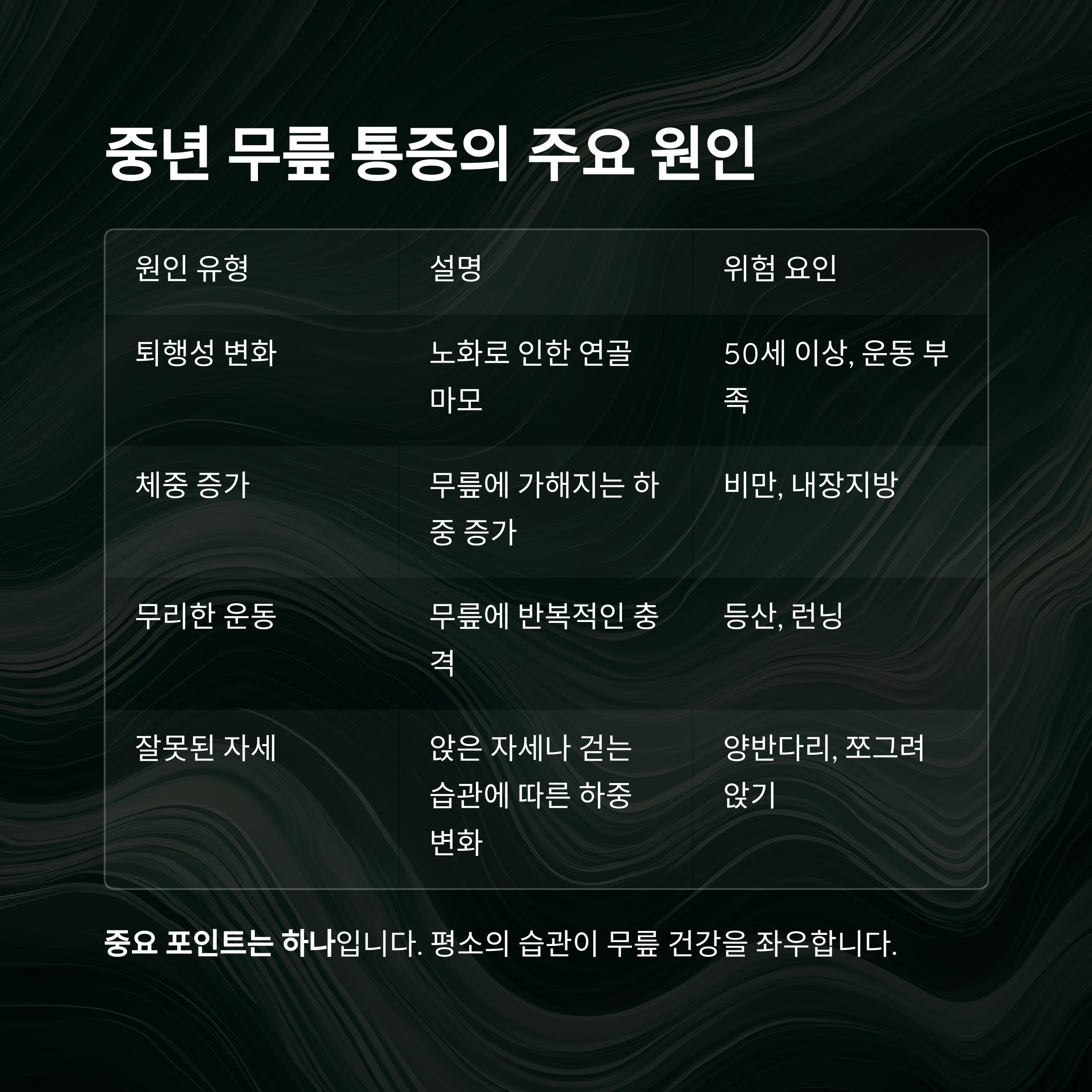 무릎 통증, 방치하면 더 큰 병 부른다! 중년 관절 건강 지키는 핵심 방법