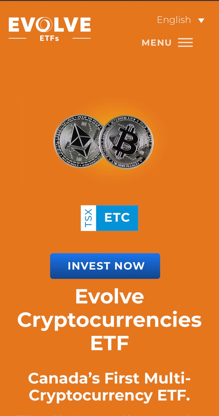  비트코인, 이더리움을 함께 담은 멀티암호화폐 ETF, EVOLVE Cryptocurrencies ETF (TSX 티커 ETC)