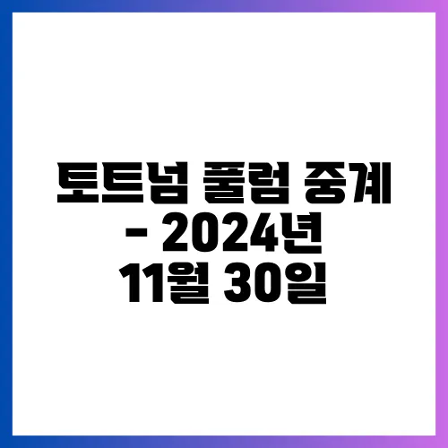 토트넘 풀럼 중계 - 2024년 11월 30일