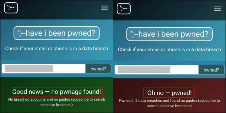 have-i-been-pwned-웹사이트-이메일-노출-결과-유무