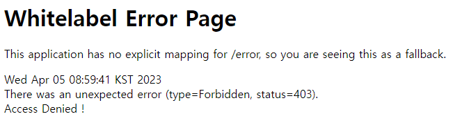 워드프레스 Whitelabel Error Page 오류 (type=Forbidden&#44; status=403)