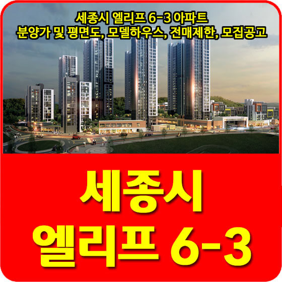  세종시 엘리프 6-3 아파트 분양가 및 평면도, 모델하우스, 전매제한, 모집공고 안내