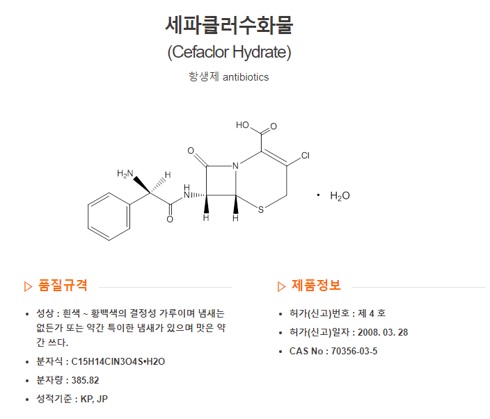 세파클러캡슐 주성분 세파클러화물