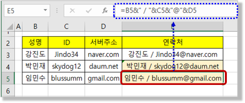 문자 연결하기 : & 연산자 사용