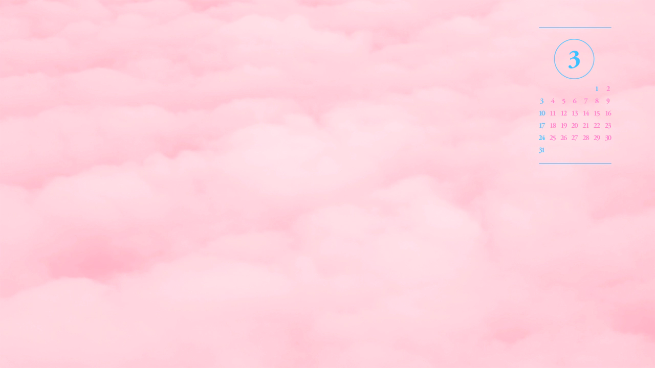 06 분홍 구름 A - 2024년3월 달력배경화면
