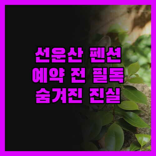 선운산 펜션, 예약 전 필수 확인! 