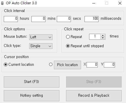  OP Autoclicker 3.0 오토클릭 다운로드 및 사용법