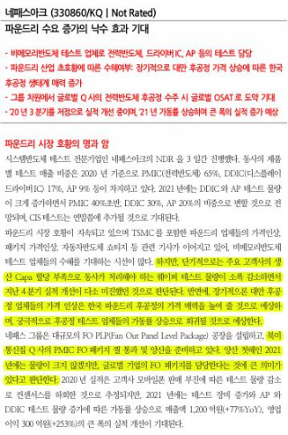  네패스아크 SK증권 리포트 중요한 점 체크하기