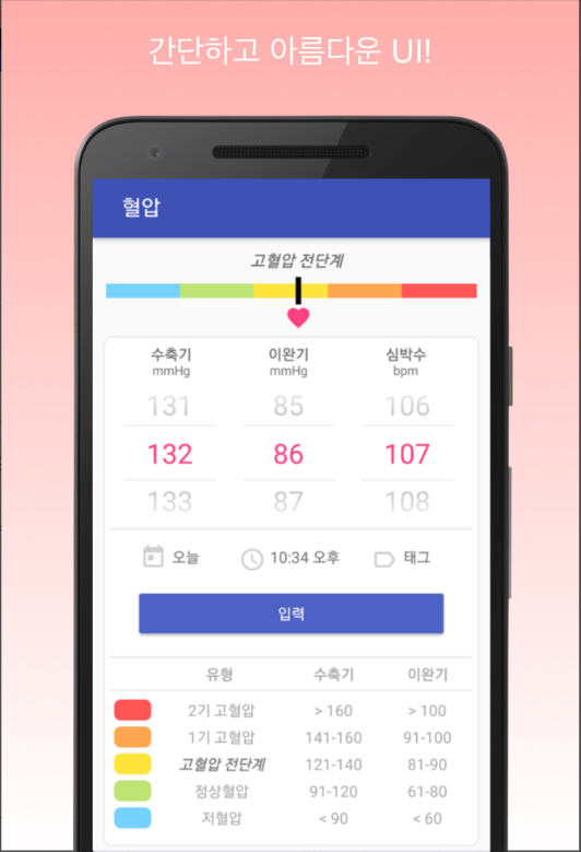 고혈압&#44; 혈압 기록계&#44; 고혈압 관리&#44; 간단하고 사용하기 쉬운 혈압 기록 및 관리