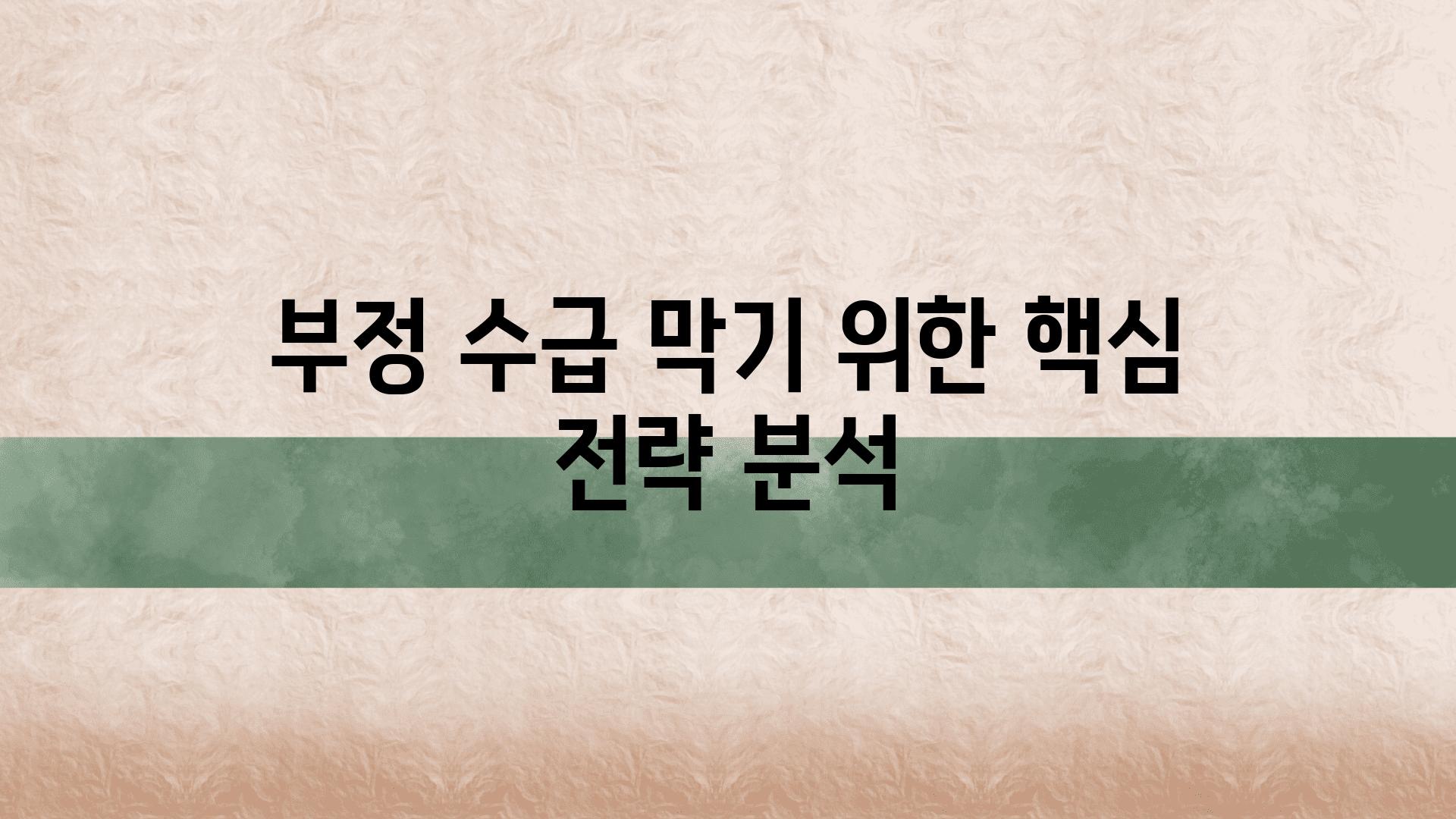 부정 수급 막기 위한 핵심 전략 분석