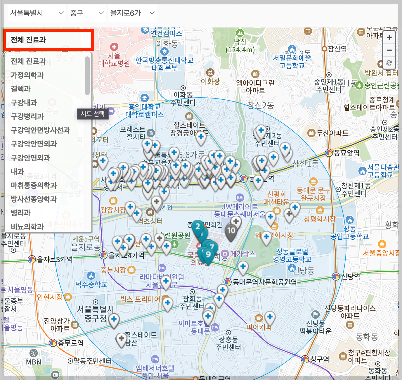 이정표가 여러개 꽂혀있는 인터넷 지도