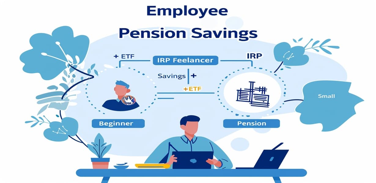 직장인, 프리랜서, 사회초년생 각각에게 적합한 투자 조합(ETF, 연금저축, IRP)을 추천하는 다이어그램을 보는 투자자의 모습