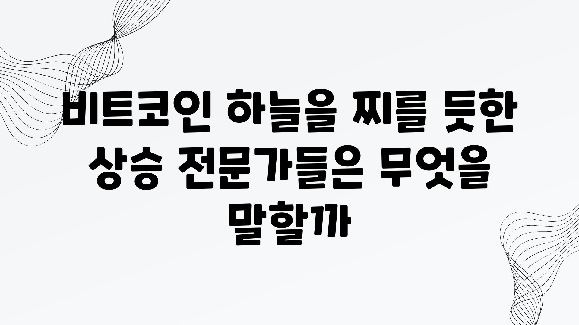 비트코인 하늘을 찌를 듯한 상승 전문가들은 무엇을 말할까