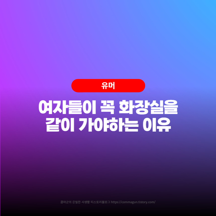  유머 - 여자들이 꼭 화장실을 같이 가야하는 이유