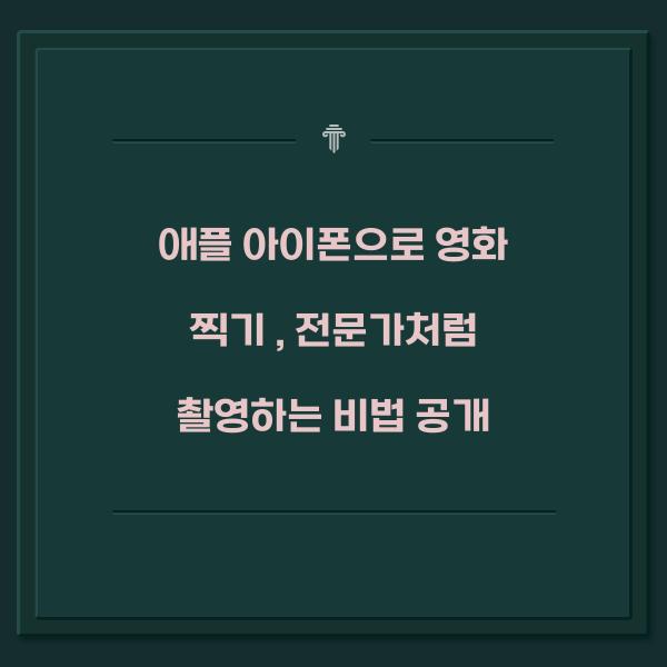 애플 아이폰으로 영화 찍기