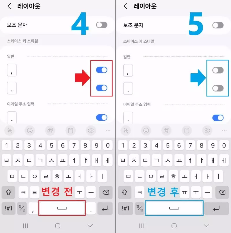 레이아웃에 쉼표, 마침표 해제하기