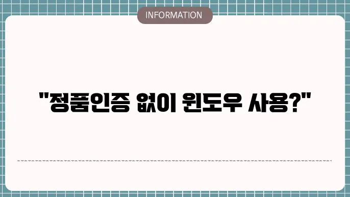 윈도우11 정품인증 없애기